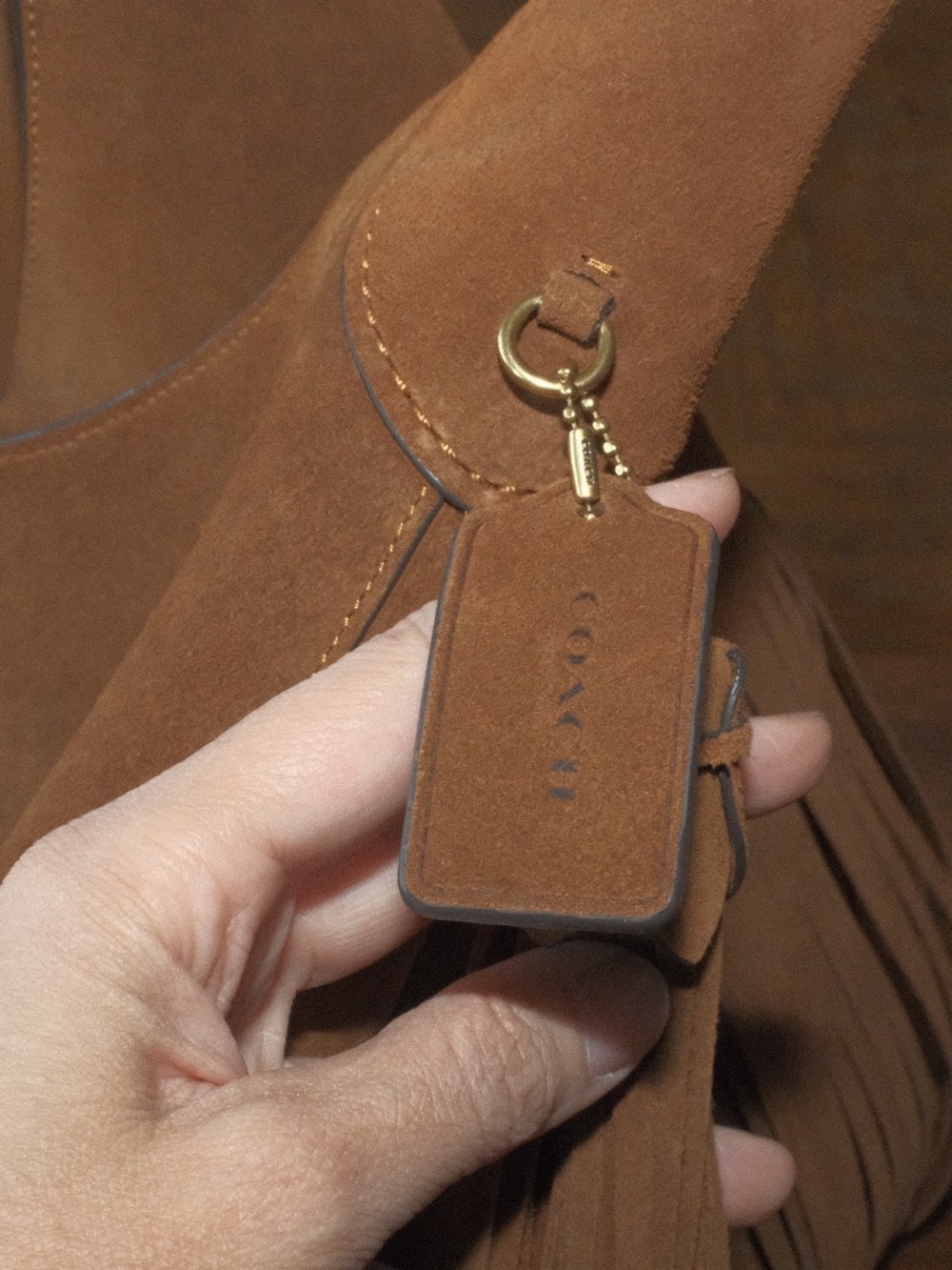 Coach Large Brown Suede Brooklyn Fringe Hobo Bag - Picture 3 of 6